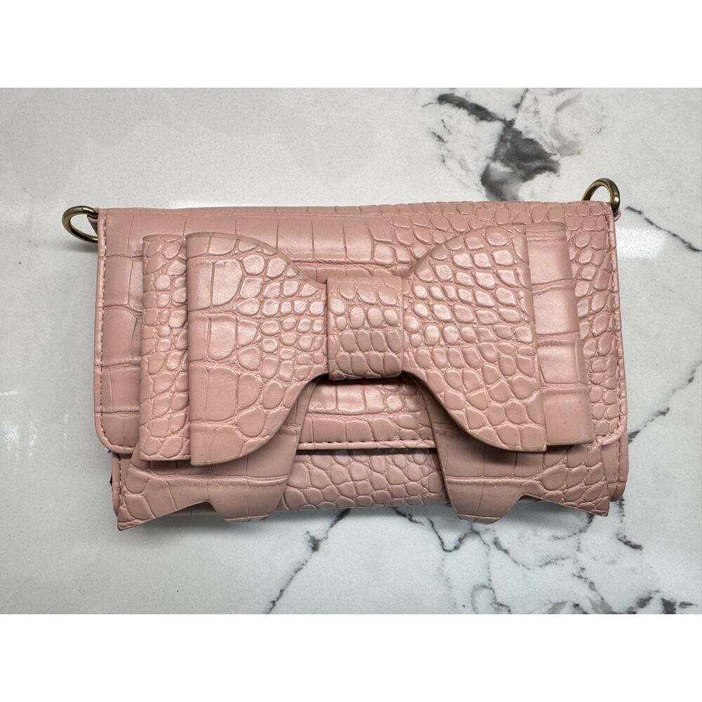 BETSY JOHNSON Pink Bow Clutch Wallet Small Purse